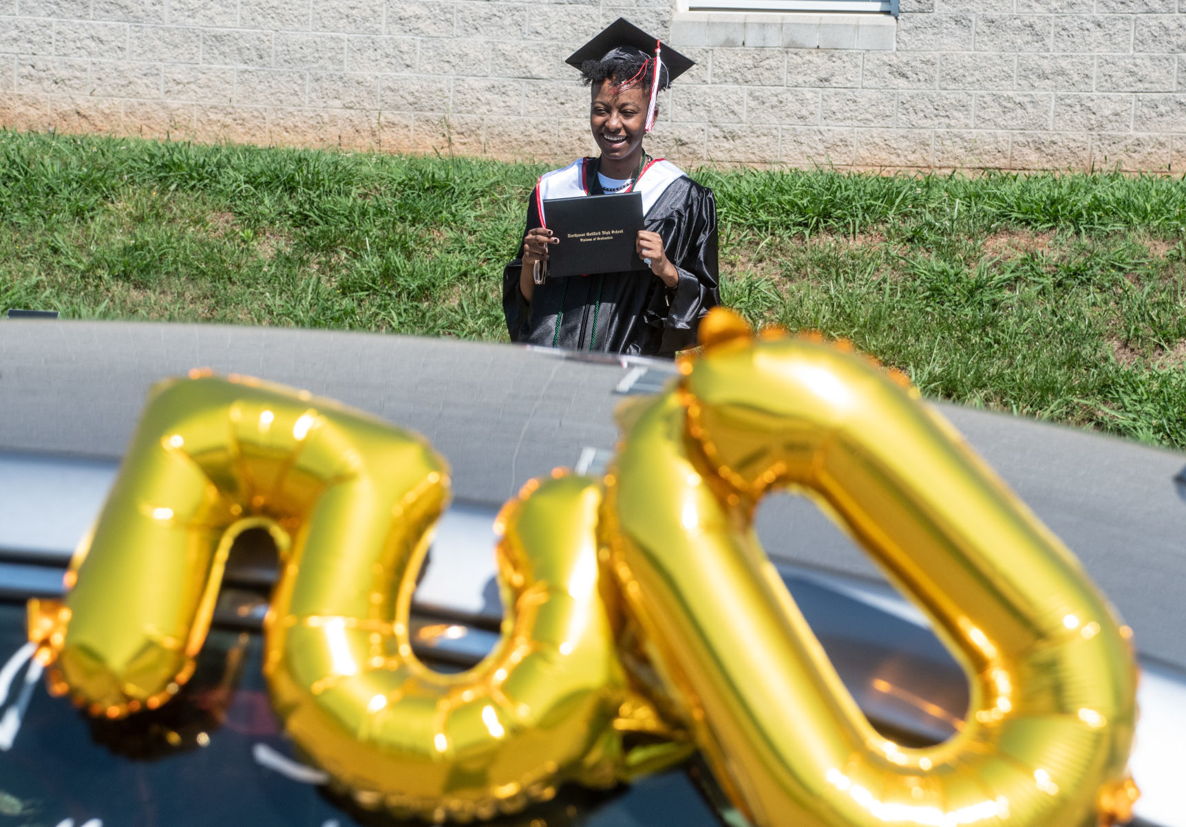 Northwest Guilford High School's drive-thru graduation
